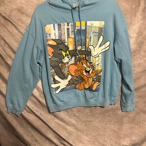 Tom & Jerry Blue Graphic Hoodie
